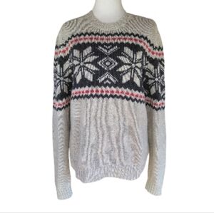 Vintage Abercrombie & Fitch Fair Isle Knit Oatmeal Red Blue Muscle Sweater Med